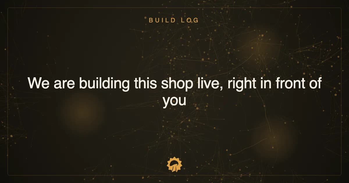 We are building this shop live, right in front of you