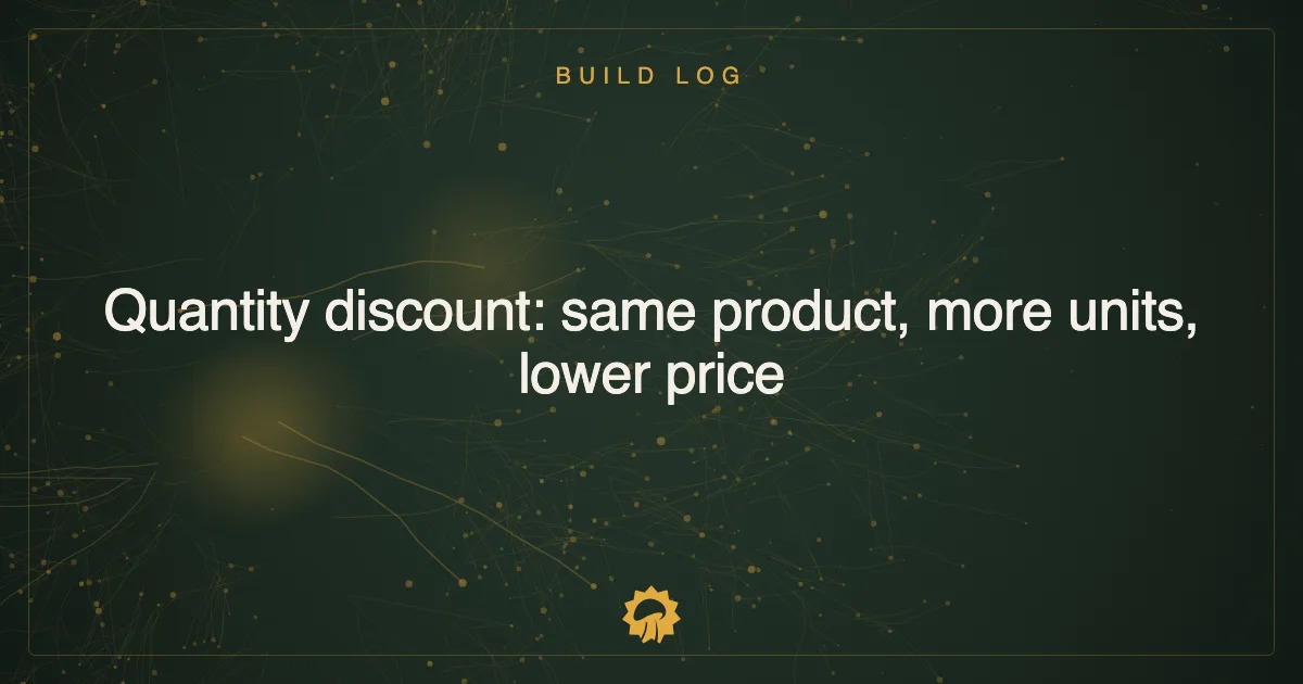 Quantity discount: same product, more units, lower price