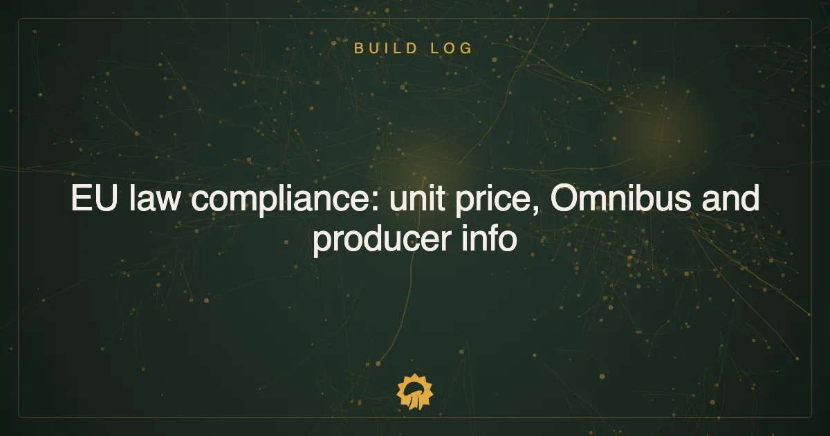 EU law compliance: unit price, Omnibus and producer info