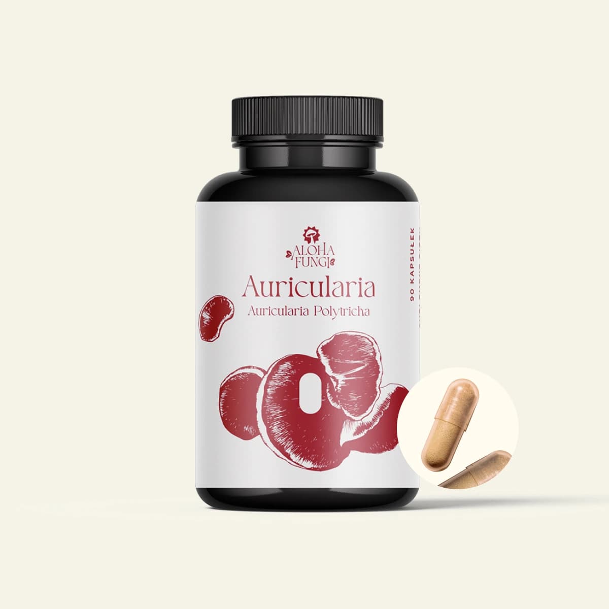 Auricularia Kapsułki · LONGEVITY, opakowanie produktu Aloha Fungi