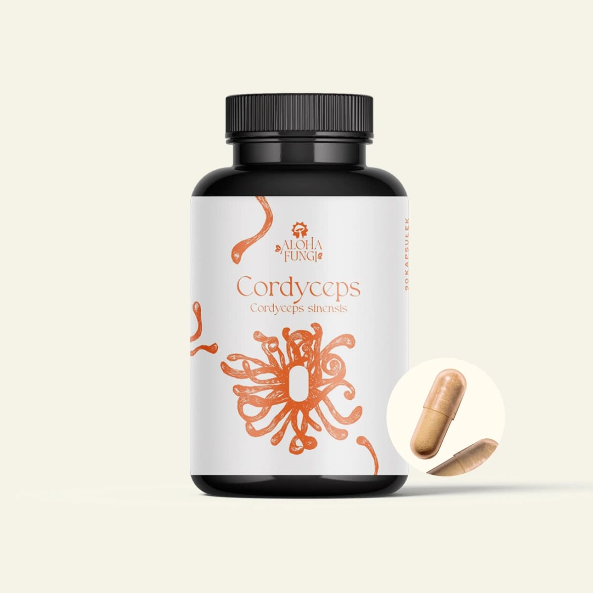 Cordyceps, opakowanie produktu Aloha Fungi