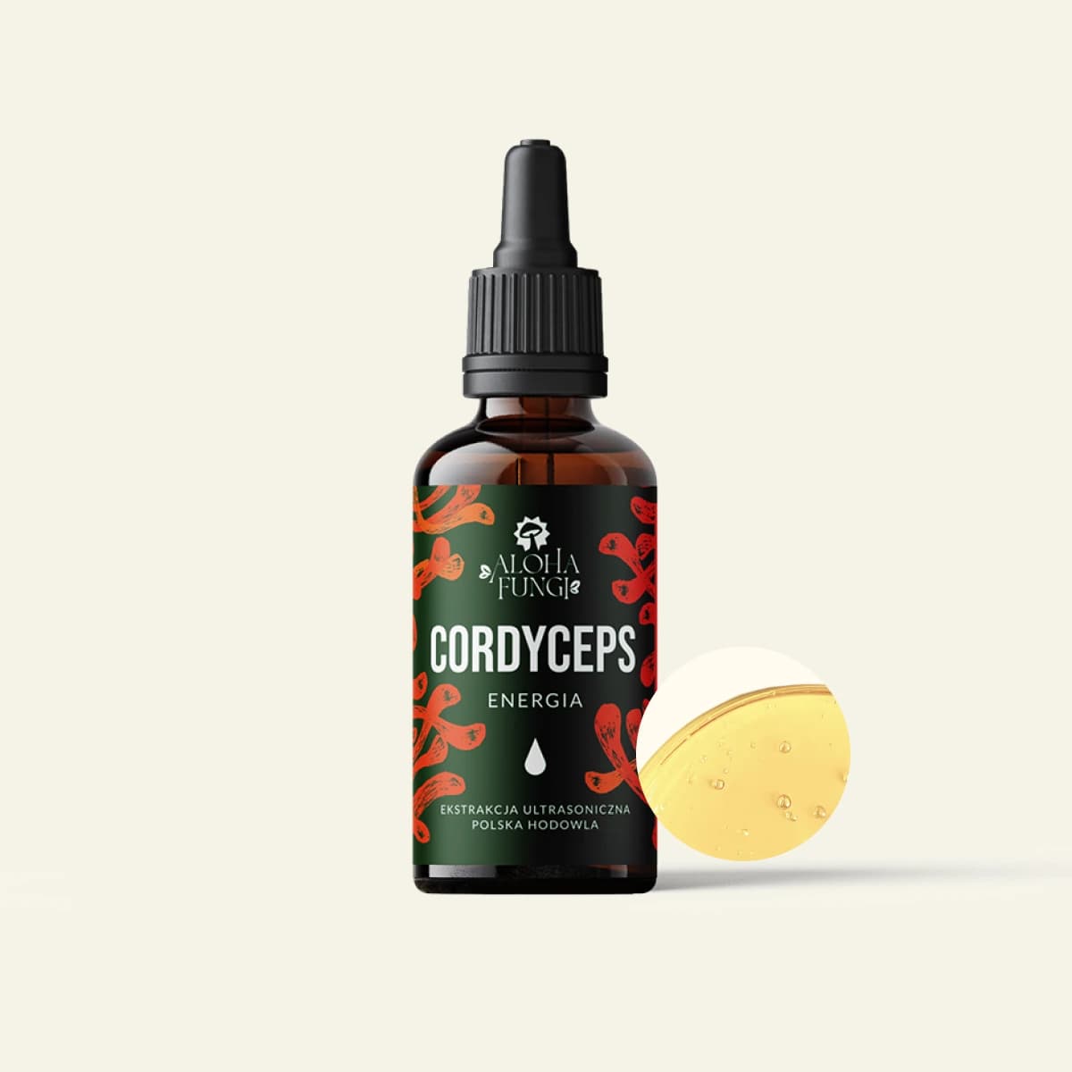 Cordyceps Krople · PRIME, opakowanie produktu Aloha Fungi