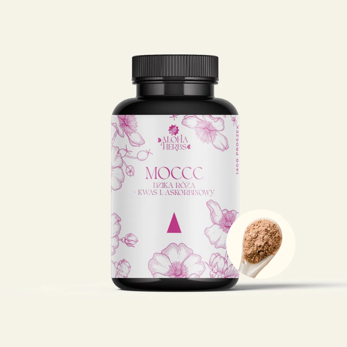 MOCCC — witamina C z dzikiej róży, opakowanie produktu Aloha Fungi