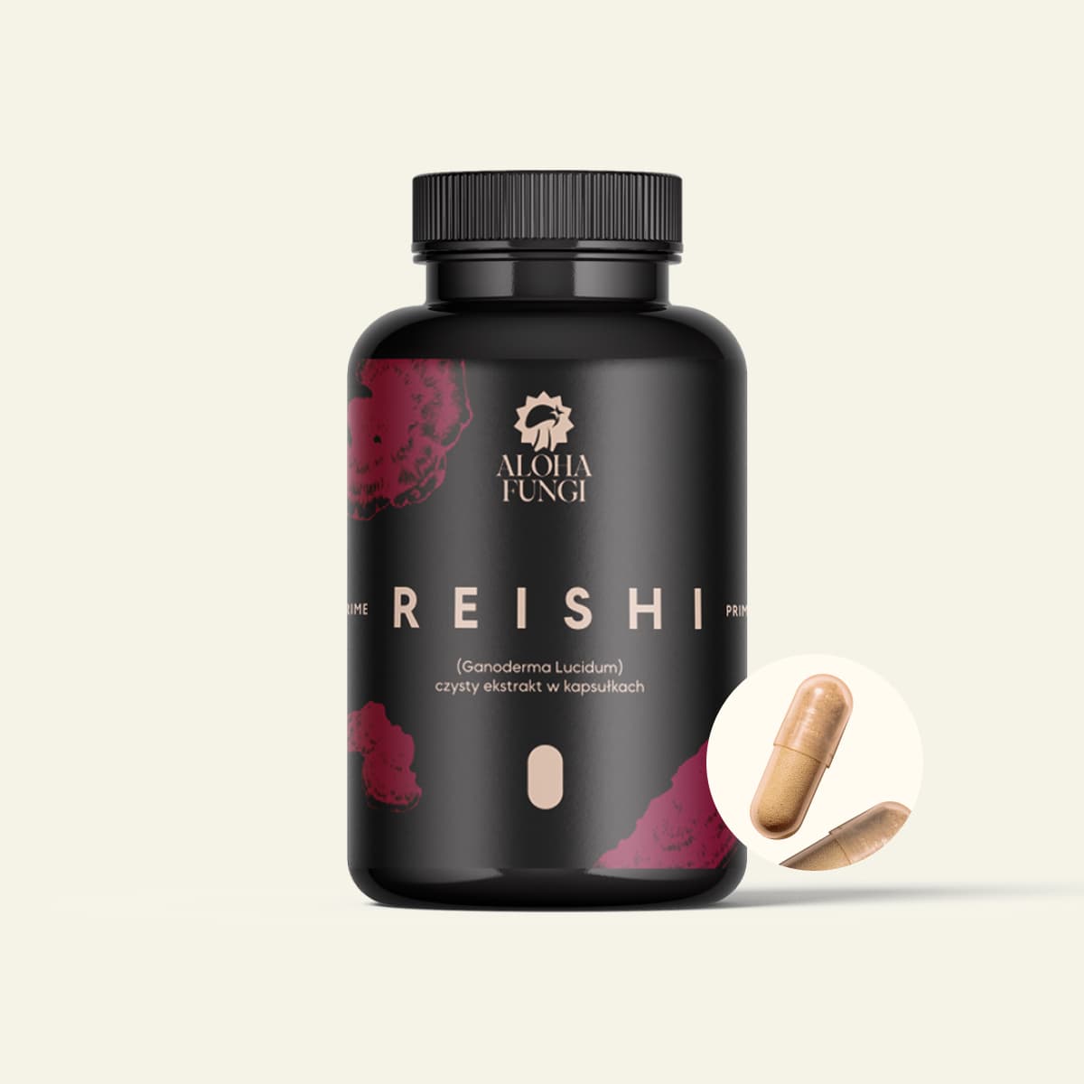 Reishi Kapsułki · PRIME, opakowanie produktu Aloha Fungi